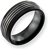 8mm Black Titanium Ring with Ridged Top