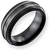 Black Titanium 8mm Ring with Gray Ridges