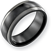 Black Titanium 8mm Ring with Grey Edges 