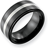 Black Titanium 10mm Ring with Sterling Silver Inlay