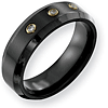 Black Titanium 6mm Ring with 3 Diamonds