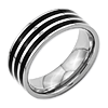 Black-plated Titanium 8mm Flat Stripes Ring