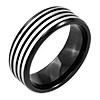  Black Plated Titanium 8mm Ring with Gray Stripes
