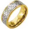 8mm Gold Plated Titanium Ring with Scroll Design