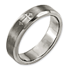 Titanium 6mm Cross Satin Wedding Band with Beveled Edges