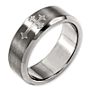 8mm Titanium Cross Satin Ring with Beveled Edges