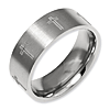 Titanium Flat 8mm Cross Design Brushed Wedding Band