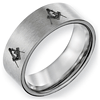 Titanium 8mm Masonic Brushed Flat Ring
