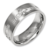 Titanium 8mm Flat Brushed Claddagh Wedding Band