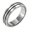 Titanium Enameled Grooved Satin Wedding Band 6mm