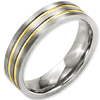 6mm Gold Plated Titanium Ring with Grooves