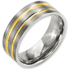 8mm Gold Plated Titanium Ring with Grooves
