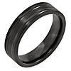 Black Titanium Grooved 6mm Flat Brushed and Polished Wedding Band