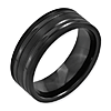 Black Titanium Grooved 8mm Flat Brushed and Polished Wedding Band