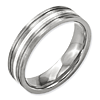 Titanium 6mm Sterling Silver Inlay Grooved Brushed Flat Wedding Band