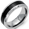 8mm Titanium Beveled Black Ceramic Ring