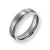 Titanium Satin Wedding Band with Polished Grooved Edges 6mm