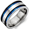 Titanium 8.5mm Ring with Blue Grooves