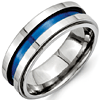 Titanium 8mm Ring with Blue Groove