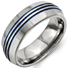8mm Titanium Ring with 3 Blue Grooves