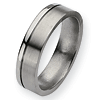 Titanium Brushed Polished Wedding Band with Offset Groove 6mm
