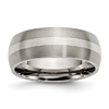 Titanium 8mm Brushed Wedding Band with Sterling Silver Inlay