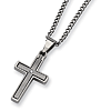Titanium 1 1/4in Cross with Diamond Accent on 22in Necklace