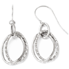 10k White Gold Italian Textured and Polished Oval Dangle Earrings