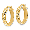 14k Yellow Gold Italian Diamond-cut Hoop Earrings 5/8in