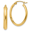 14kt Yellow Gold 1in Oval Hoop Earrings 3.5mm