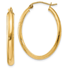14kt Yellow Gold 1 1/8in Oval Hoop Earrings 3.5mm
