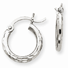 14kt White Gold Diamond-cut Hoop Earrings 2mm