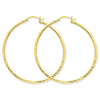 14kt Yellow Gold 2in Diamond-cut Hoop Earrings