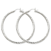 14kt White Gold 2in Hollow Diamond-cut Hoop Earrings 3mm
