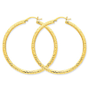 14kt Yellow Gold 2in Hollow Diamond-cut Hoop Earrings 3mm