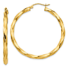 14k Yellow Gold Twisted Round Hoop Earrings 1.5in