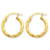 14kt Yellow Gold 3/4in Light Twisted Hoop Earrings 3.25mm