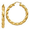 14k Yellow Gold 1.75in Polished Twisted Hoop Earrings 5mm Thick