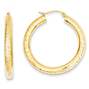 14kt Yellow Gold 1 3/8in Diamond-cut Hoop Earrings 4mm