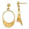 14k Yellow Gold 3-D Golf Visor Dangle Earrings