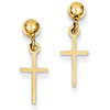 14kt Yellow Gold 3/4in Cross Ball Dangle Earrings