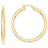 14kt Yellow Gold 2in Diamond-cut Lightweight Hoop Earrings 4mm