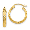 14k Yellow Gold 5/8in Diamond-cut Hoop Earrings 2.8mm