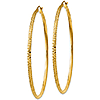 14kt Yellow Gold 2 1/2in Hollow Knife Edge Diamond-cut Hoop Earrings