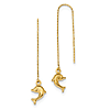 14k Yellow Gold Dolphin Threader Earrings