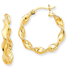 14kt Yellow Gold 1in Hollow Twisted Hinged Hoop Earrings