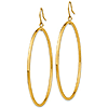 14k Yellow Gold 2in Tube Hoop Dangle Earrings - French Wire