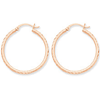 14kt Rose Gold 1 1/8in Diamond-cut Hoop Earrings