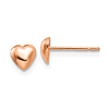 14k Rose Gold Heart Post Earrings with Polished Finish