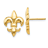 14k Yellow Gold Fleur De Lis Earrings with Polished Finish